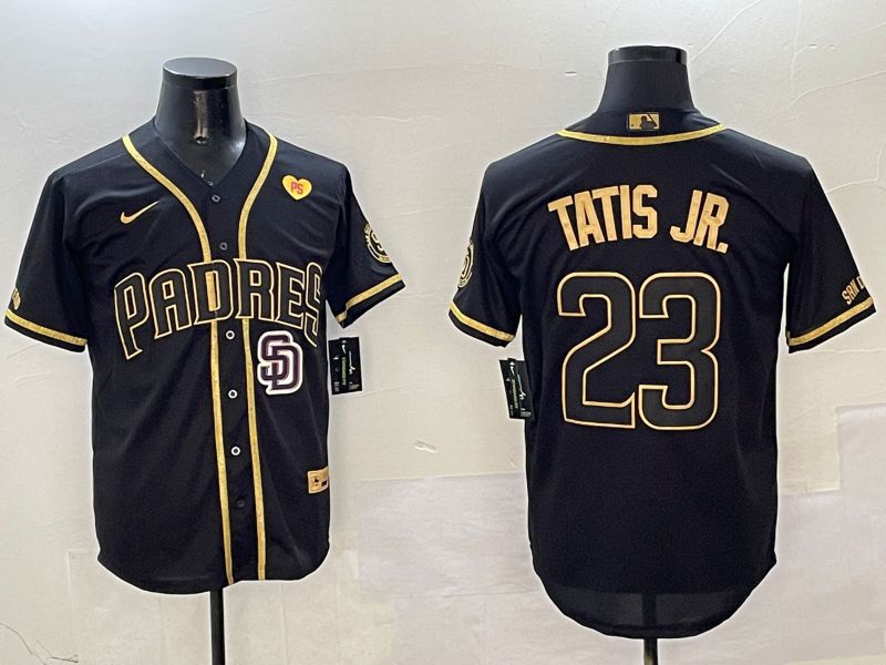 Men San Diego Padres #23 Tatis jr Black Gold Game 2025 Nike MLB Jersey style 1